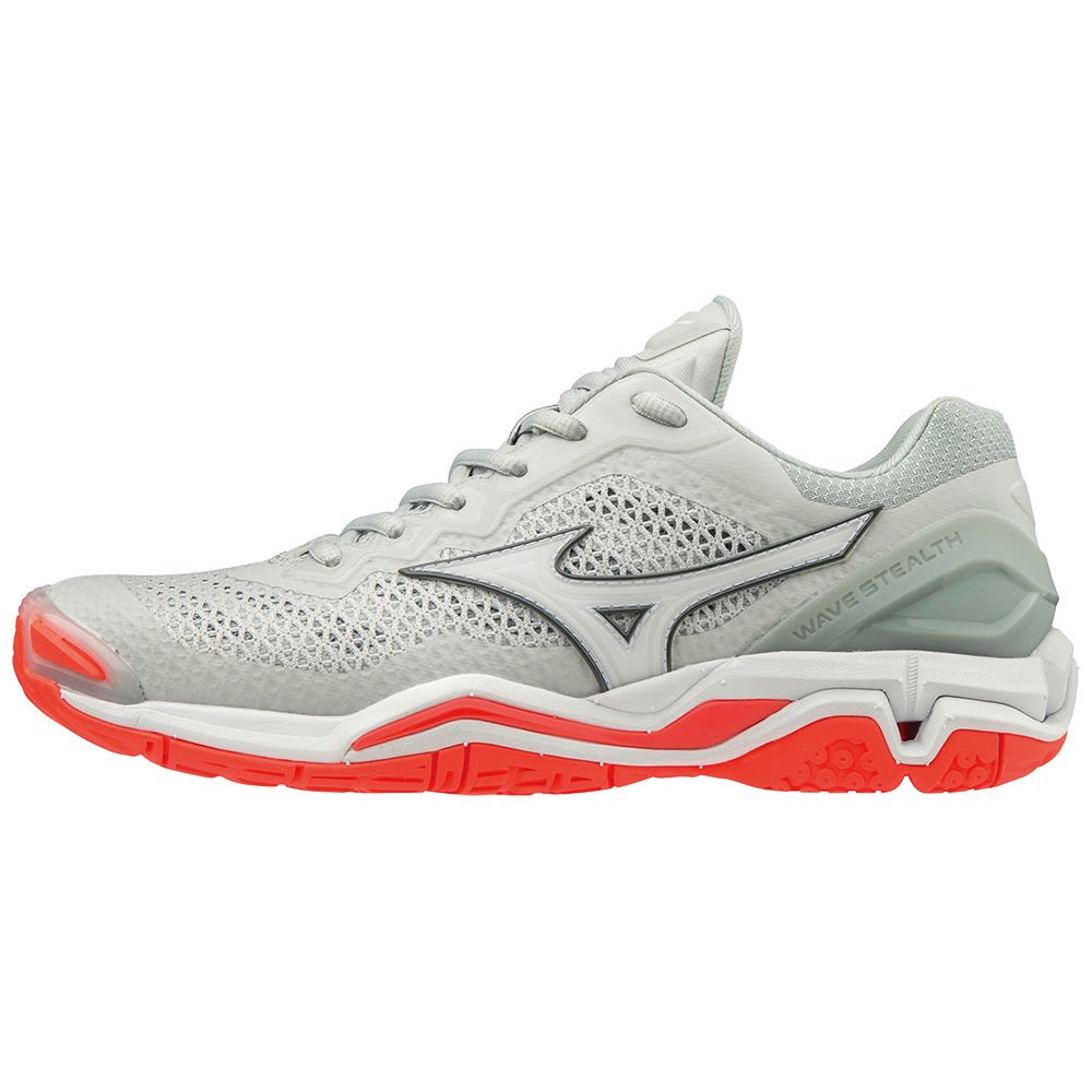 Mizuno Women's Handball Shoes WAVE STEALTH V Grey/White/Coral - FKPRUXI-84